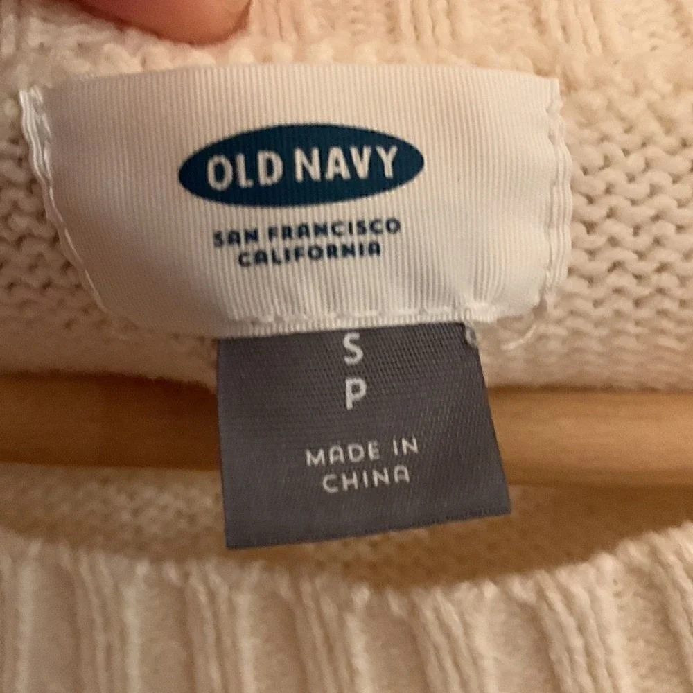 Sweater Old Navy Cream Striped‎ cottagecore coastal travel office Small